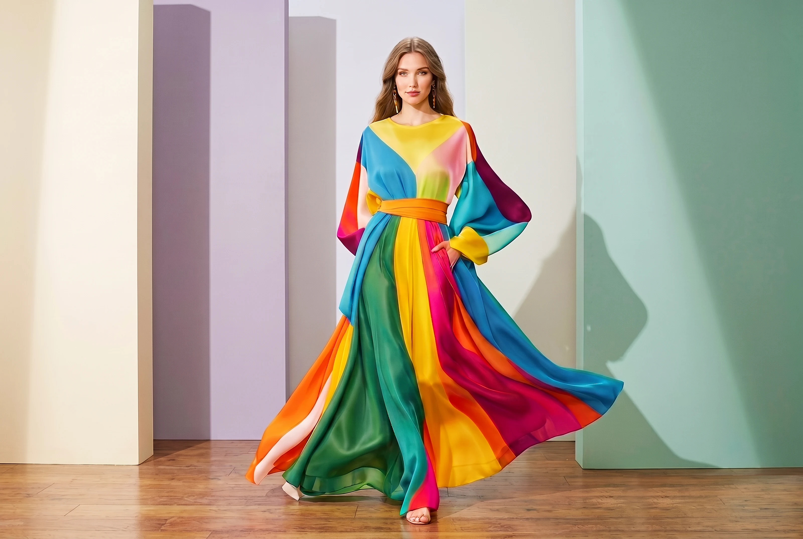 Striped flared maxi dress from the DK Angelette collection