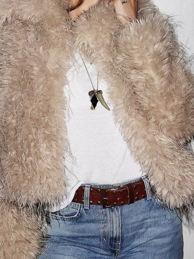Look 11 — Plush faux fur cropped jacket